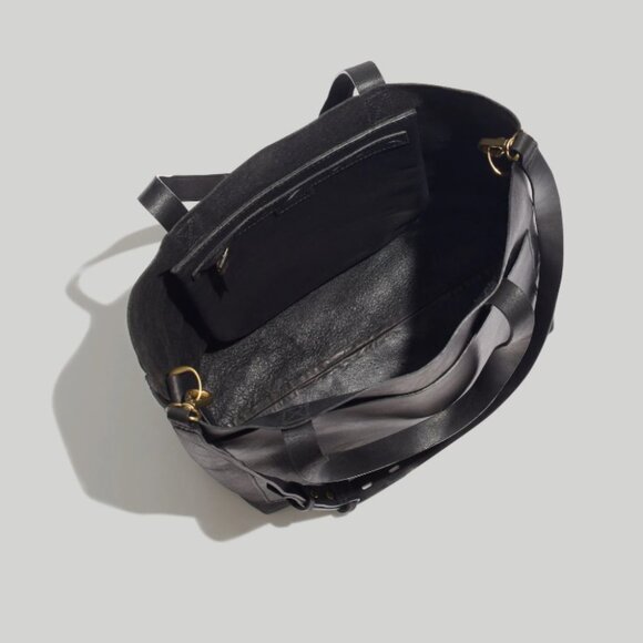 Madewell The Medium Transport Leather Tote Bag True Black NWOT DISCONTINUED - Picture 2 of 10